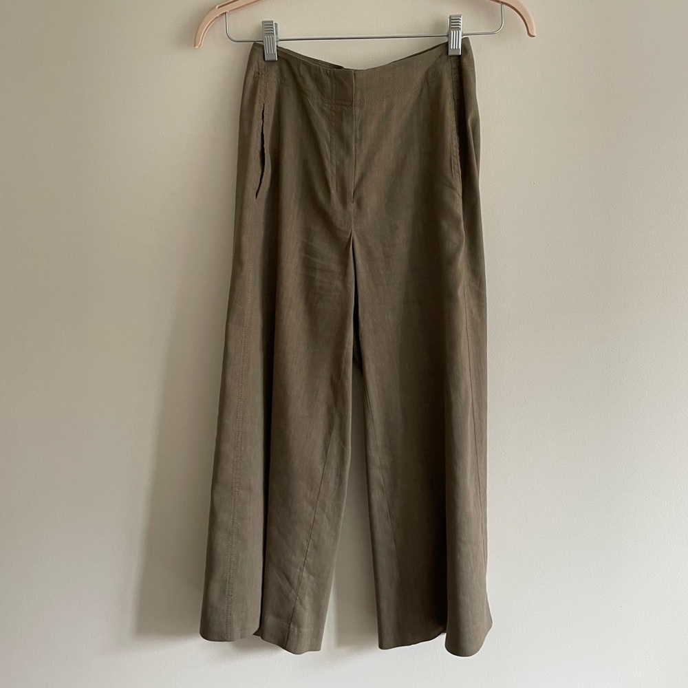 Aritzia Babaton Olive Linen Trousers Size 2